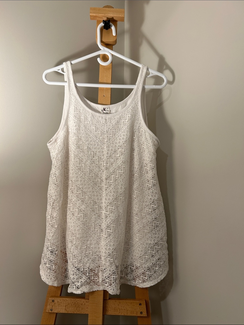 Y2K | Lace Overlay High-Low Tank Top | Size L
